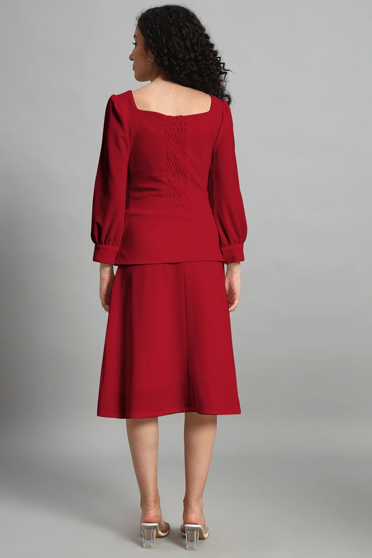 Flare of Grace Skirt Co-ord Set, Red - Image 5