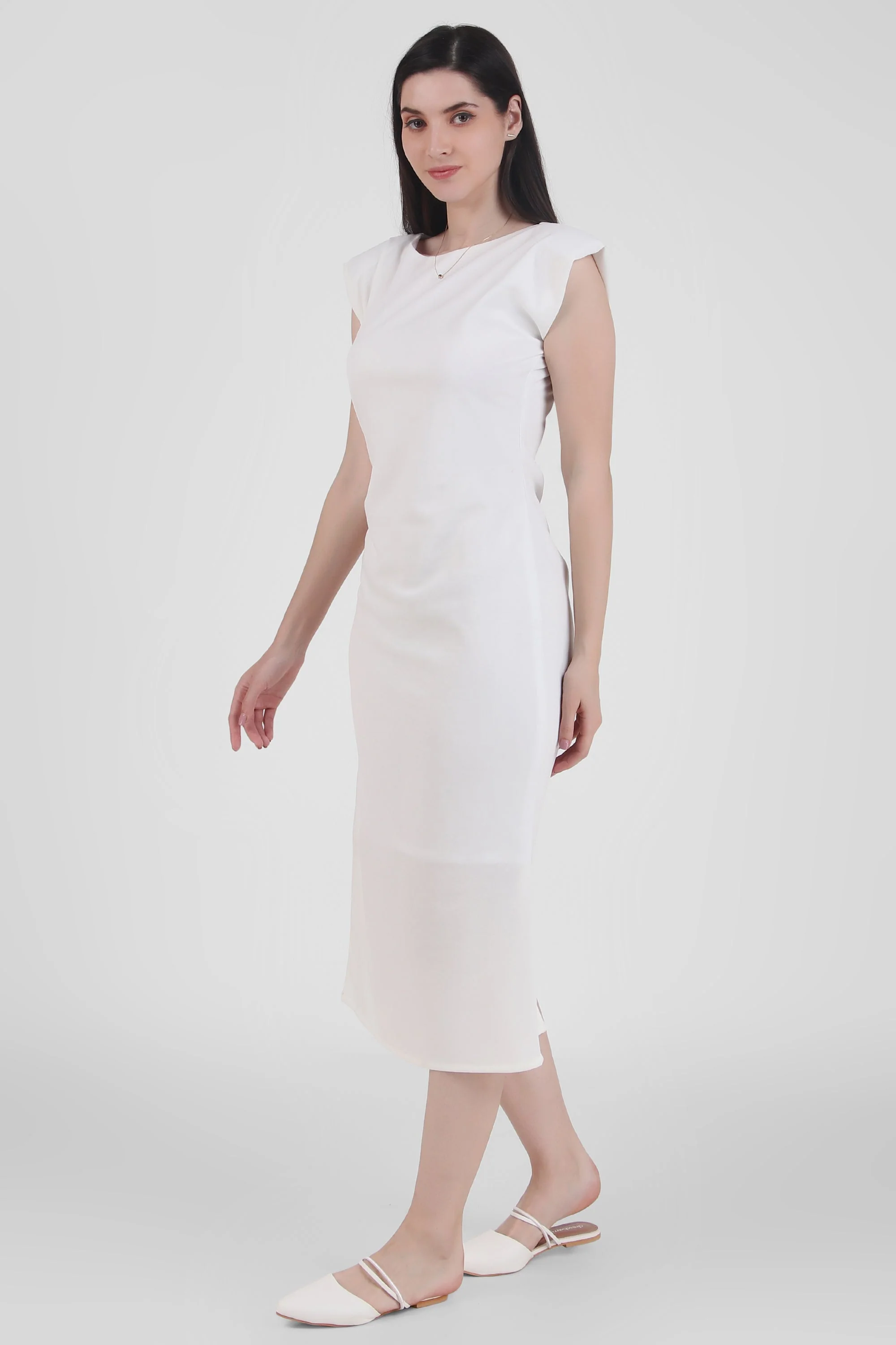 Ivory Sleeveless Midi Dress - Image 3