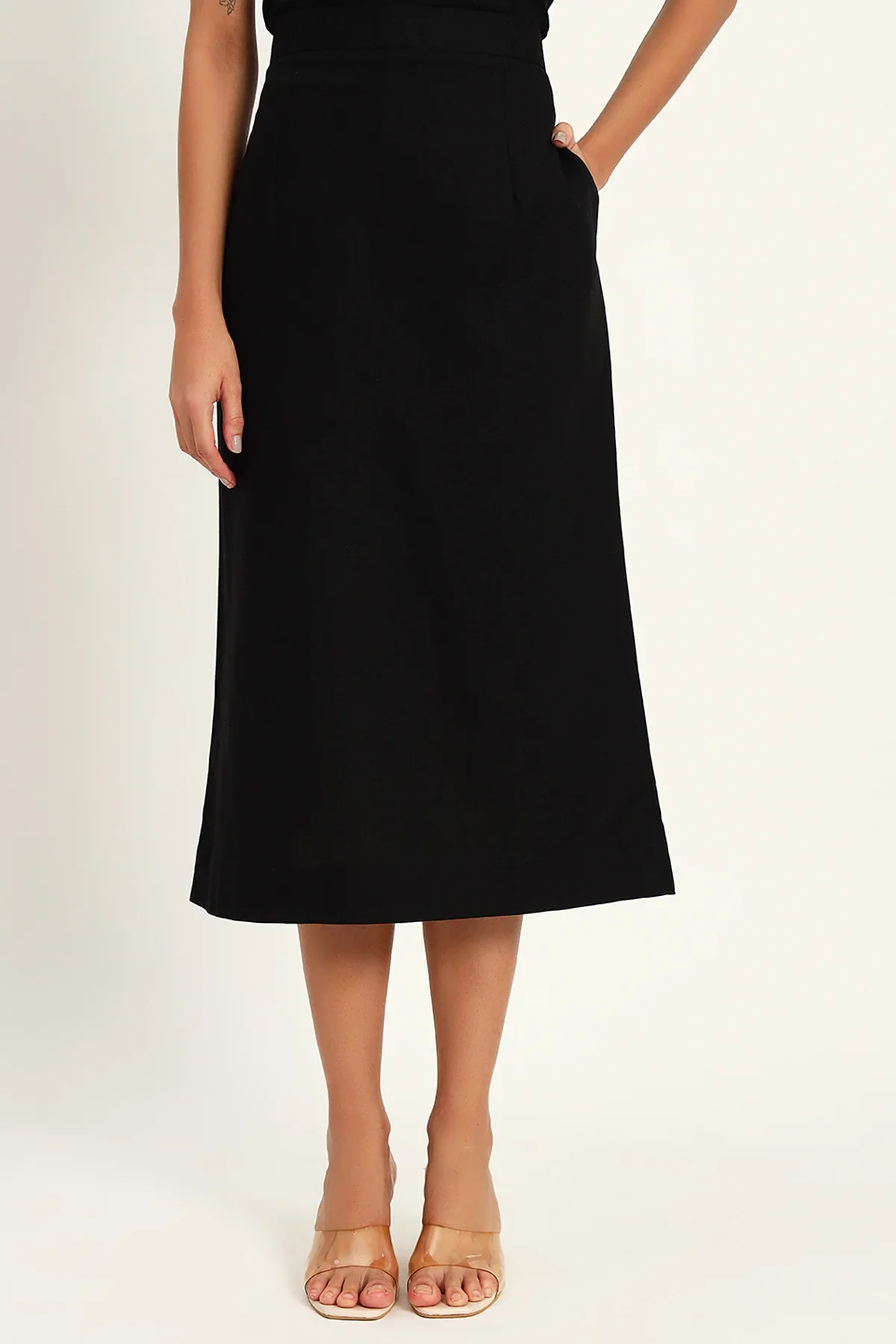 Luxe Linen Trio Jacket with Skirt Co-ord Set,  Black - Image 6