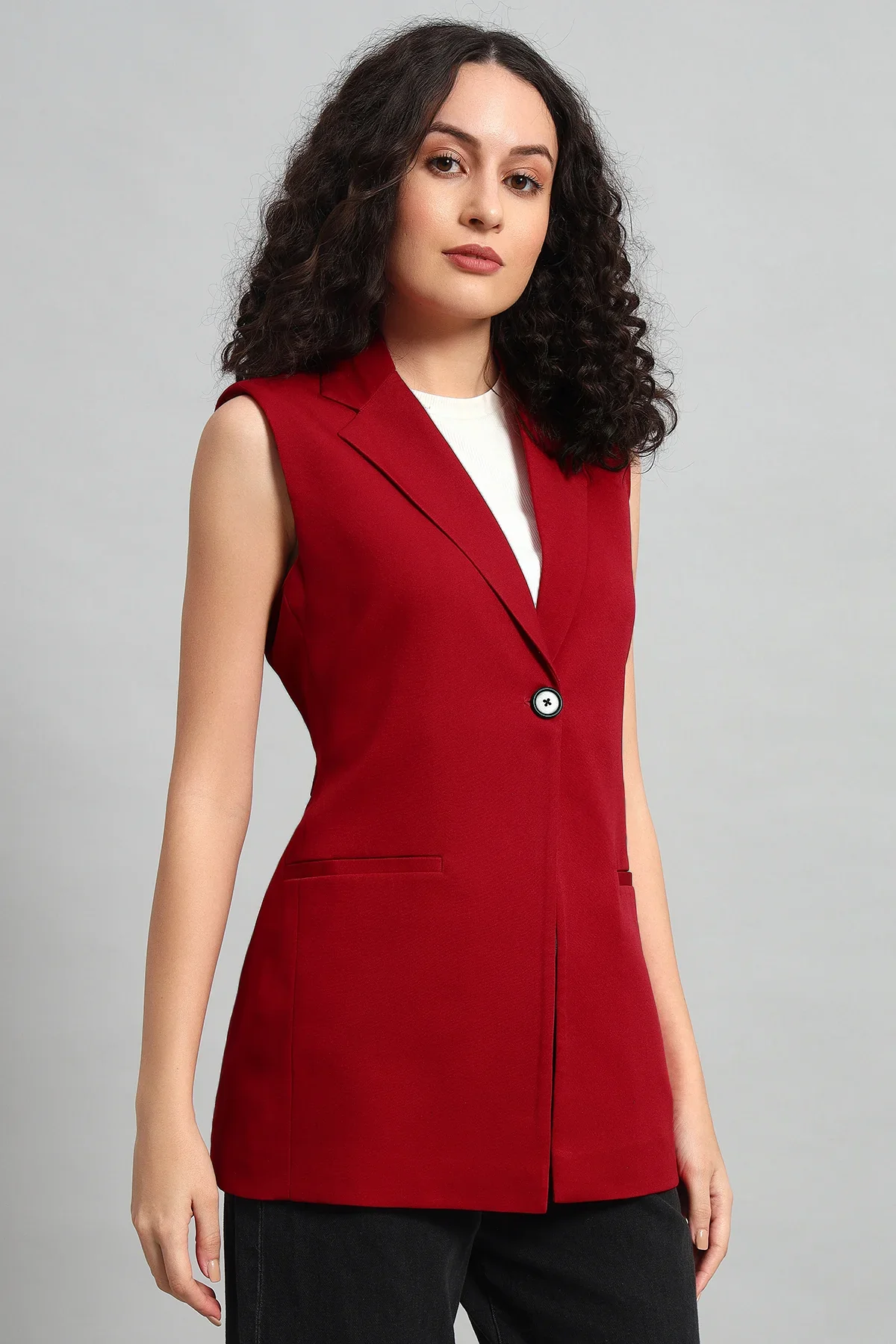 Polished Power Vest Jacket, Red - Image 6