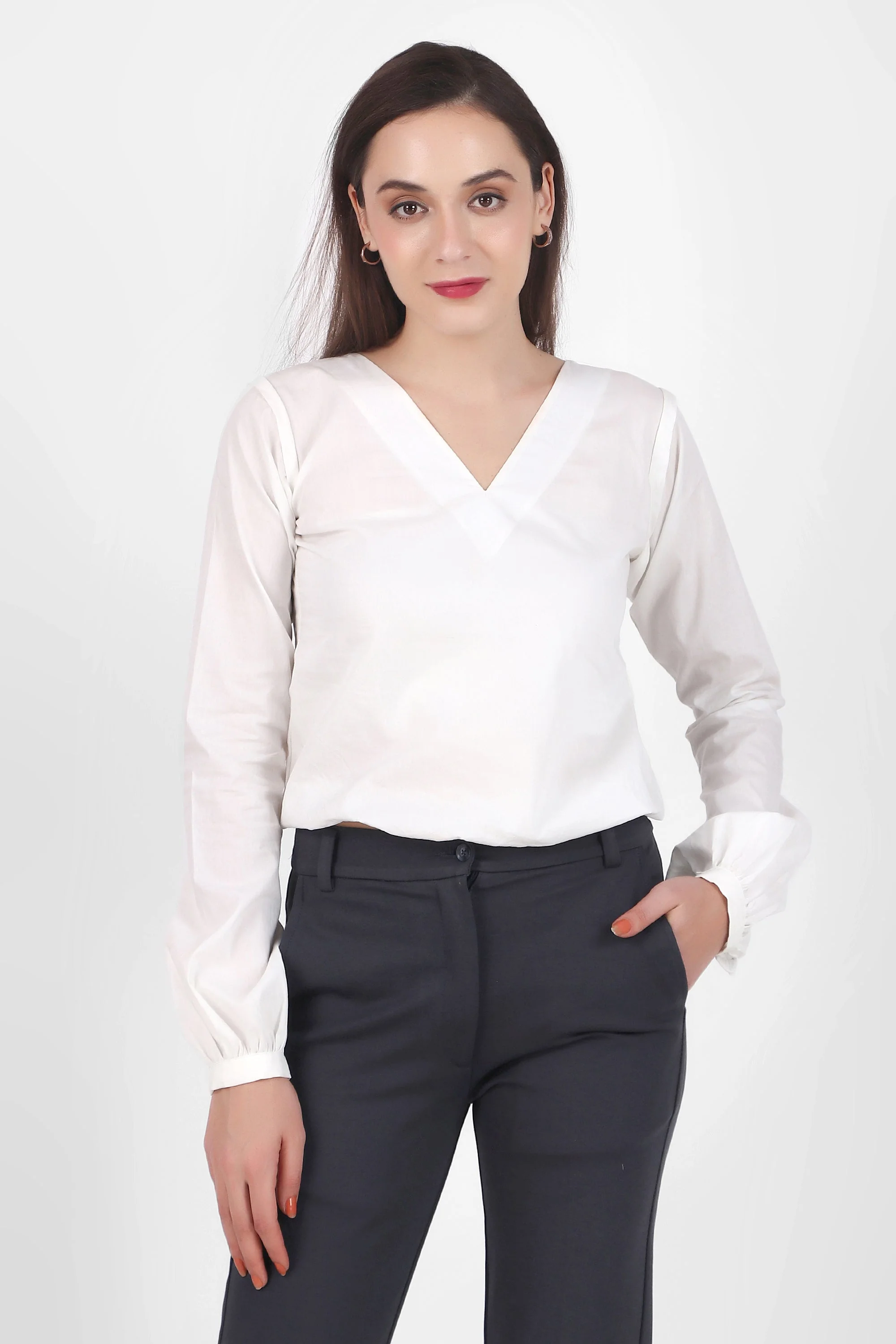 Puff Perfection, Long Sleeves Top,  White - Image 4