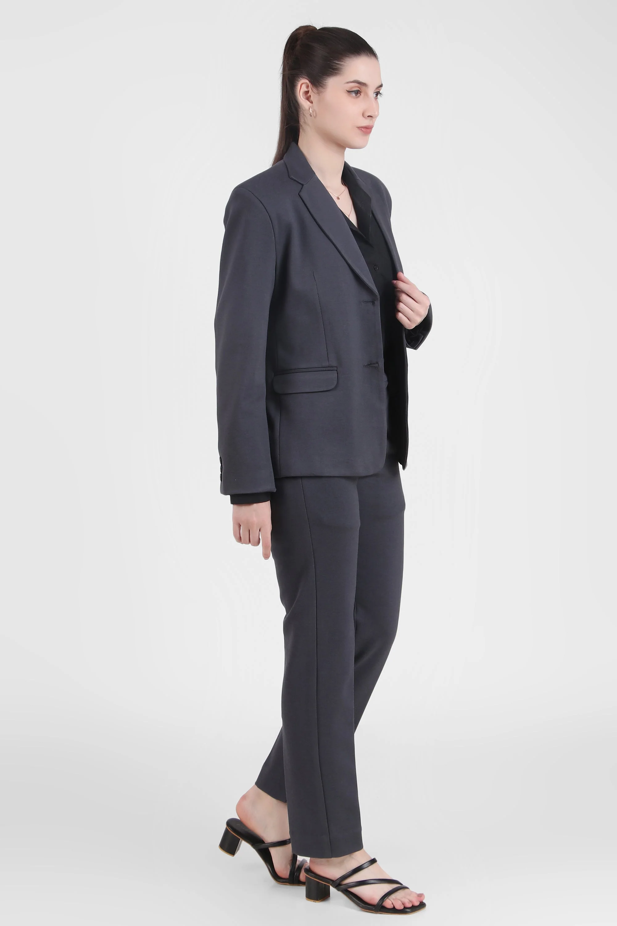 Single Breasted Blazer, Gray - Image 4