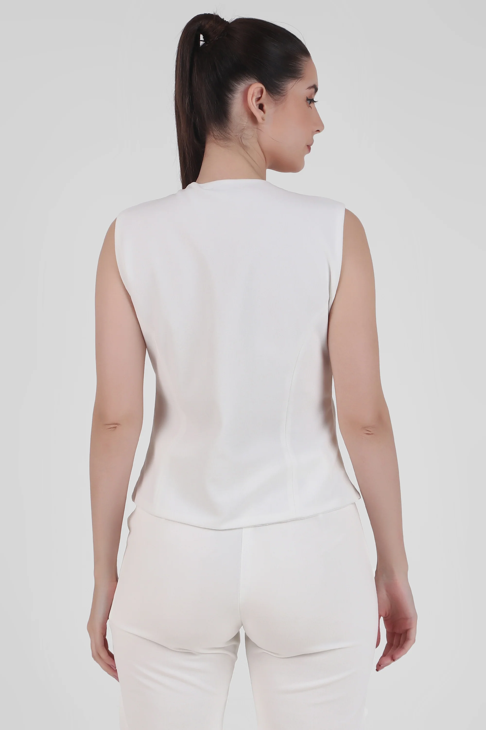 V Neck Tailored Waistcoat, Ivory - Image 5