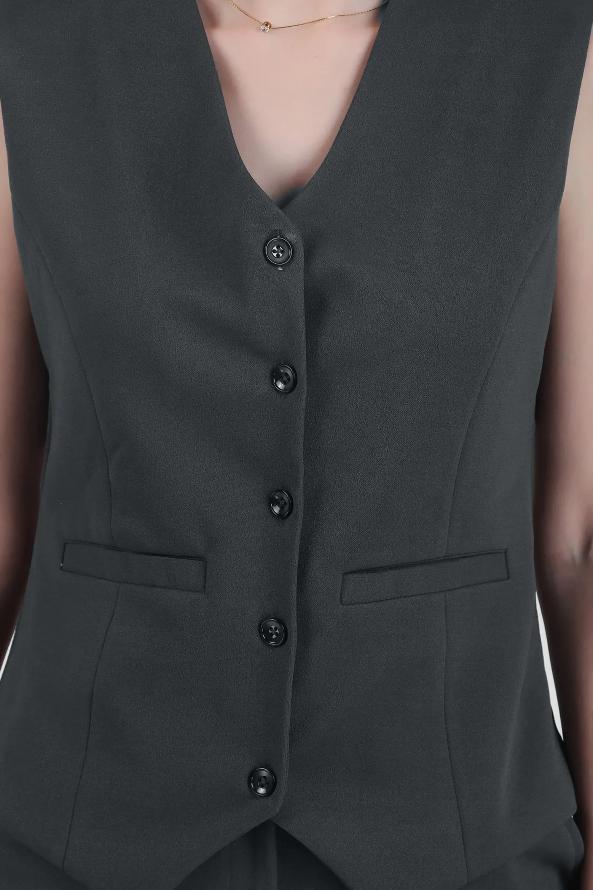 Waistcoat And Trousers Co-ord Set - Bluish Gray - Image 5