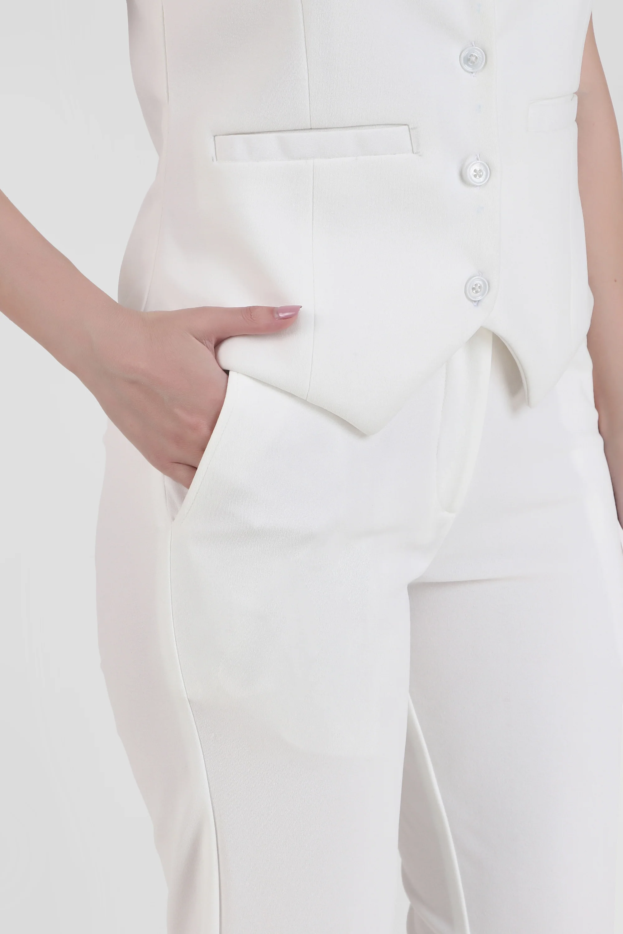 Waistcoat And Trousers Co-ord Set - Ivory - Image 7