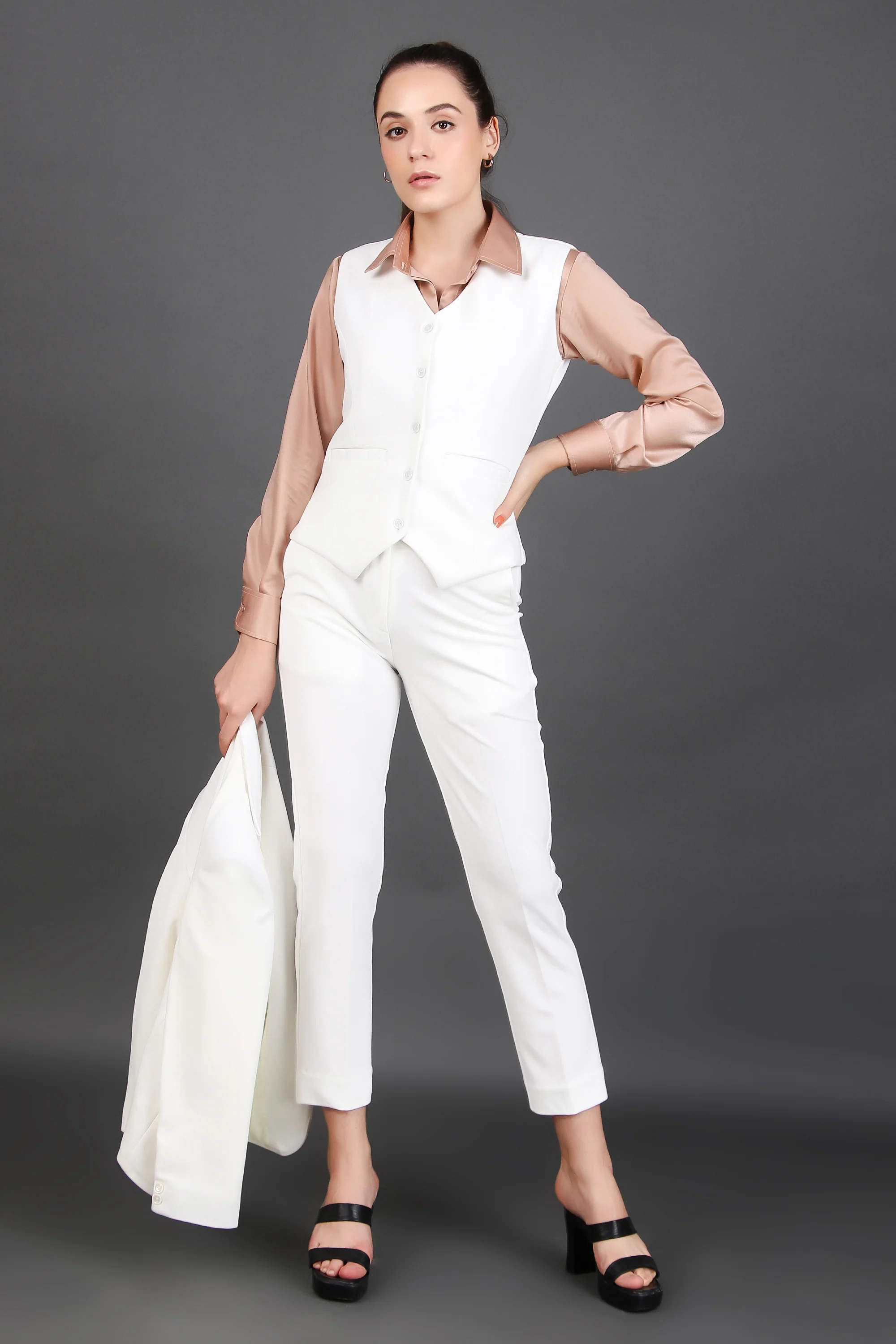 Waistcoat And Trousers Co-ord Set - Ivory - Image 8