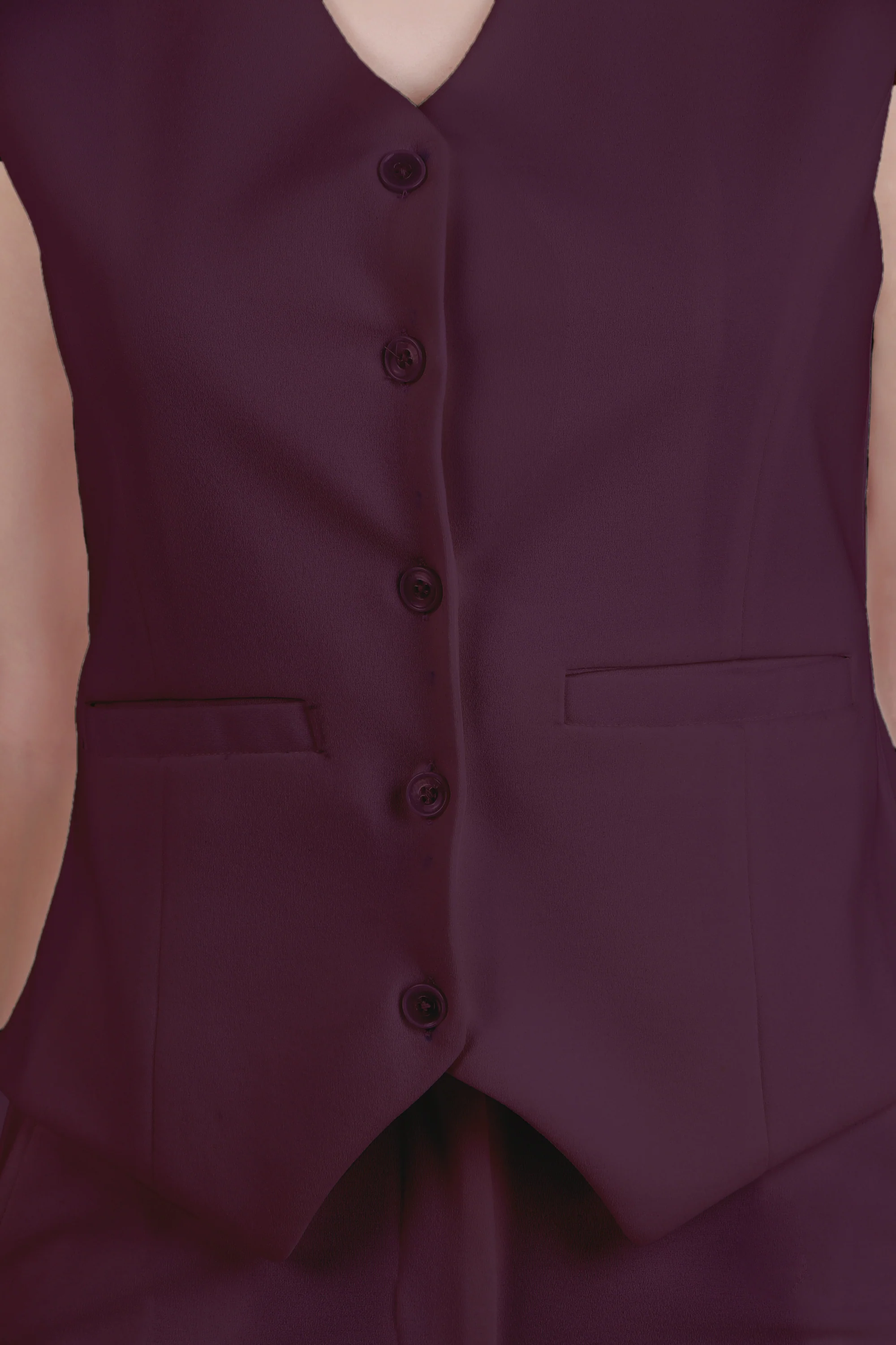 Waistcoat And Trousers Co-ord Set - Plum - Image 6